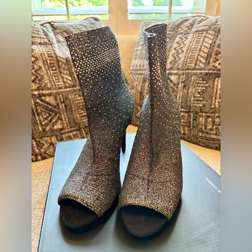 INC International Concepts Silver and Black Heeled Boots